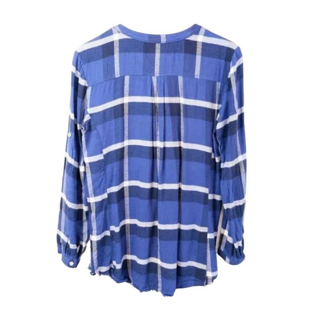 Anthropologie Holding Horses Blue Plaid Flannel Womens Shacket Top Women's Size - Picture 3 of 11